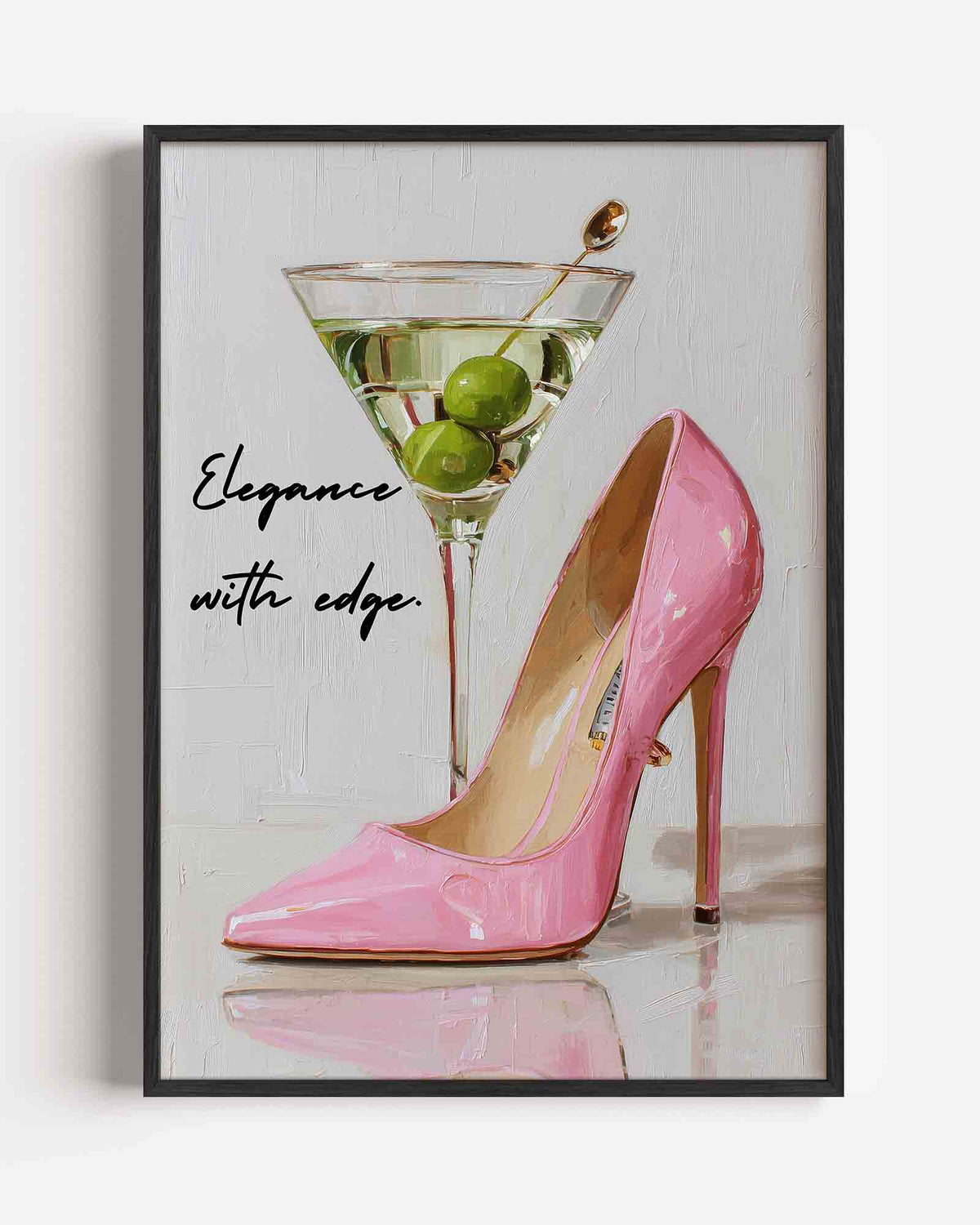 Martini en roze pump – Pop Art portret poster als wanddecoratie
