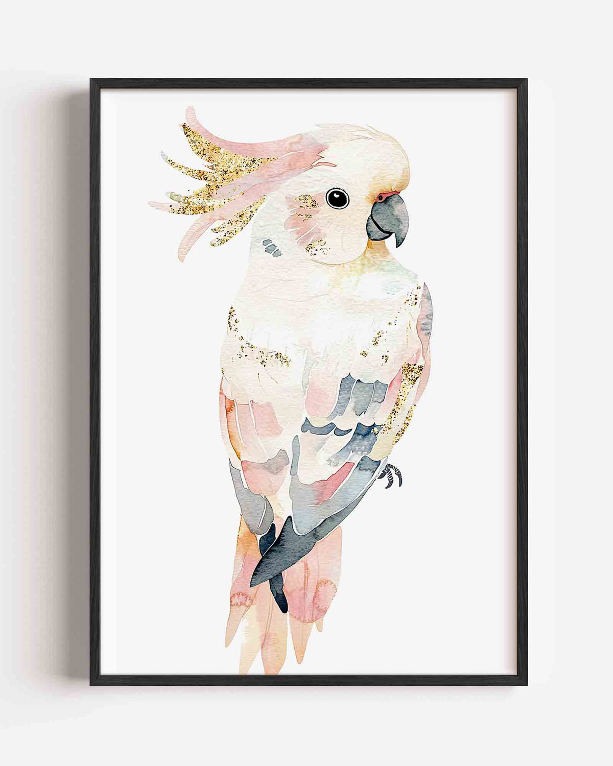 Papegaai met gouden accenten – dieren portret poster als wanddecoratie