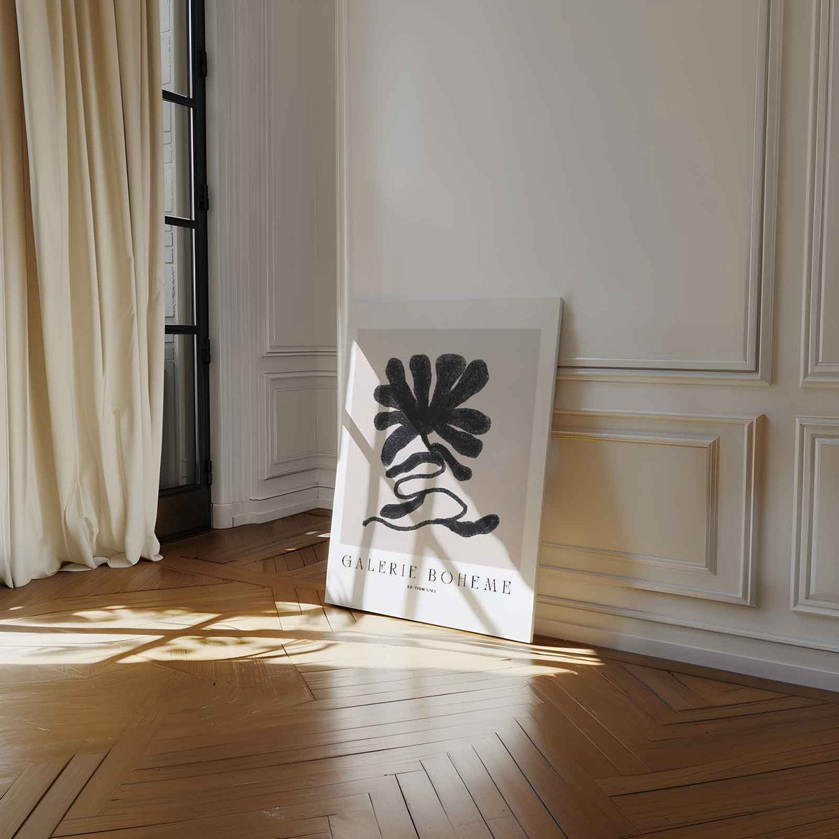 Abstracte Bloem Illustratie – kunstwerk met zwarte baklijst