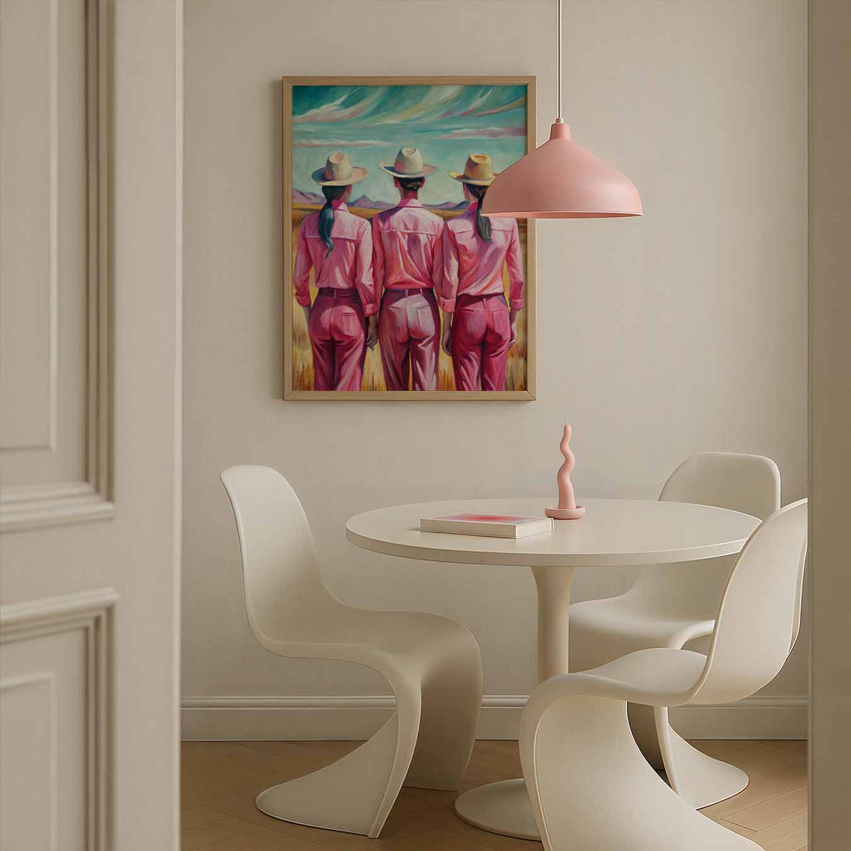 Drie Vriendinnen in het Veld – staande paas wanddecoratie van WallArtistic