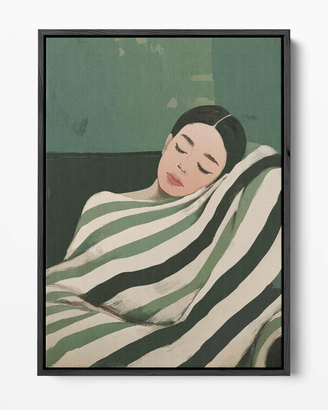 Slapende Schoonheid in Groen – portret kunstwerk als wanddecoratie