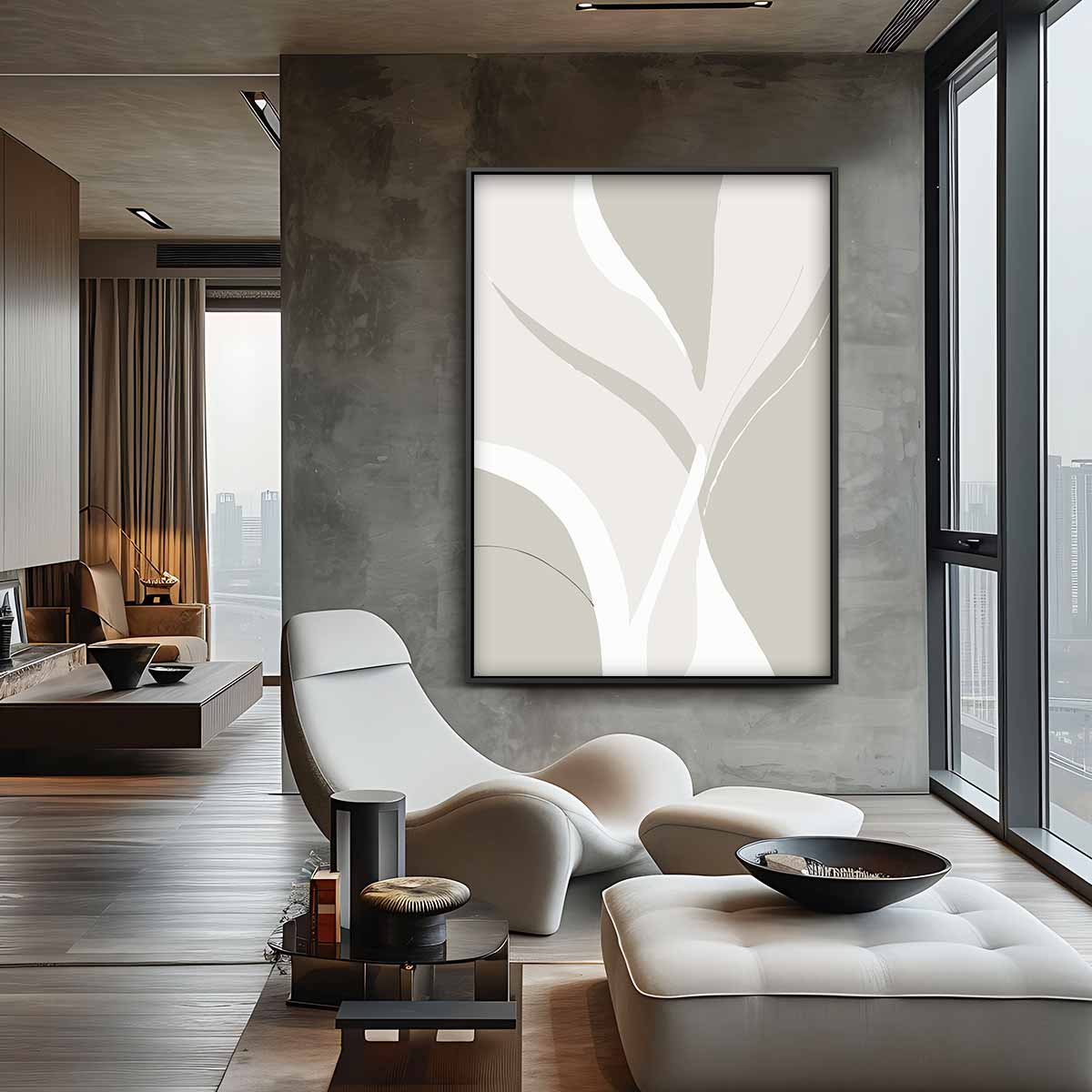 Abstracte Vloeiende Vormen – canvas wanddecoratie in portret formaat