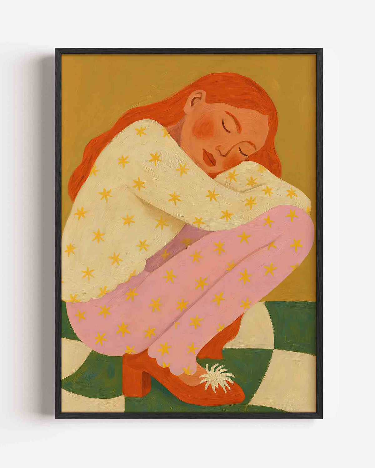 Slapende figuur – dromerige illustratie poster als wanddecoratie