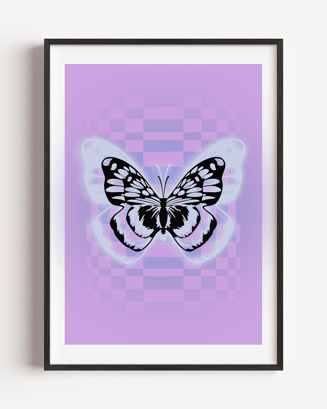 Dromerige Vlinder Met Paars – moderne portret poster als wanddecoratie