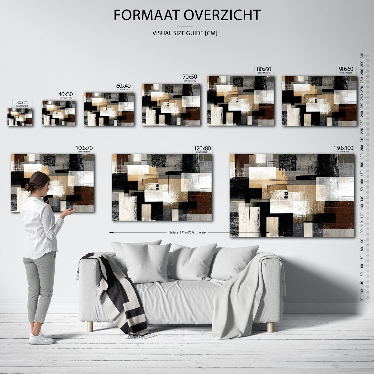 Abstracte rechthoeken – liggende muurposter met abstracte vormen