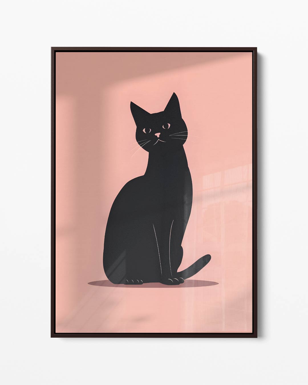 Stijlvolle Zwarte Kat Illustratie – portret kunstwerk als wanddecoratie
