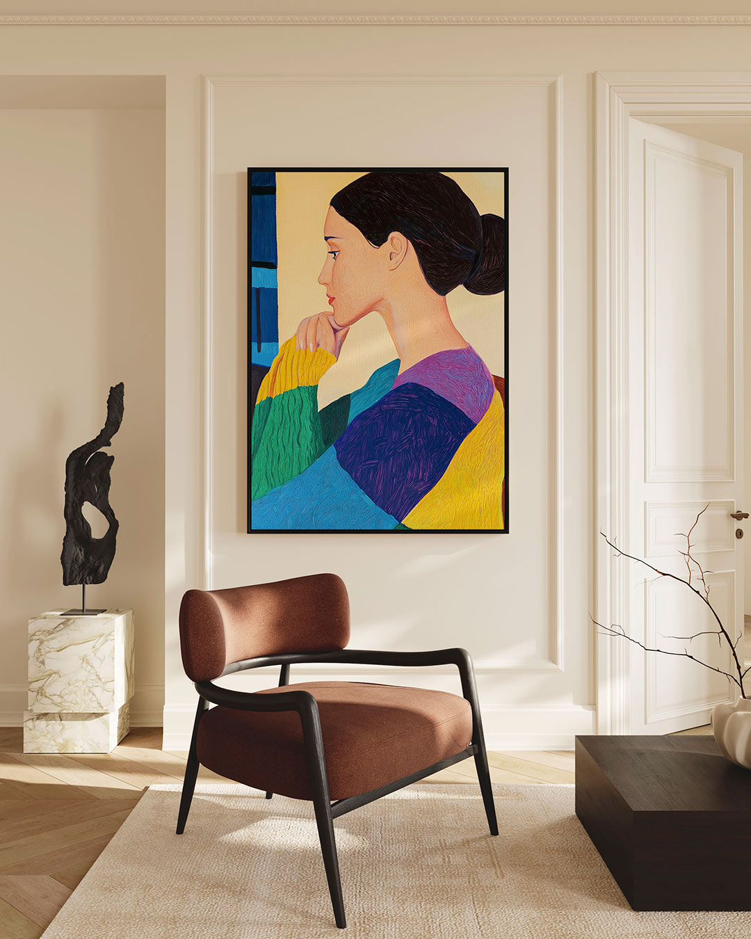 Kleurrijk portret – staande wanddecoratie