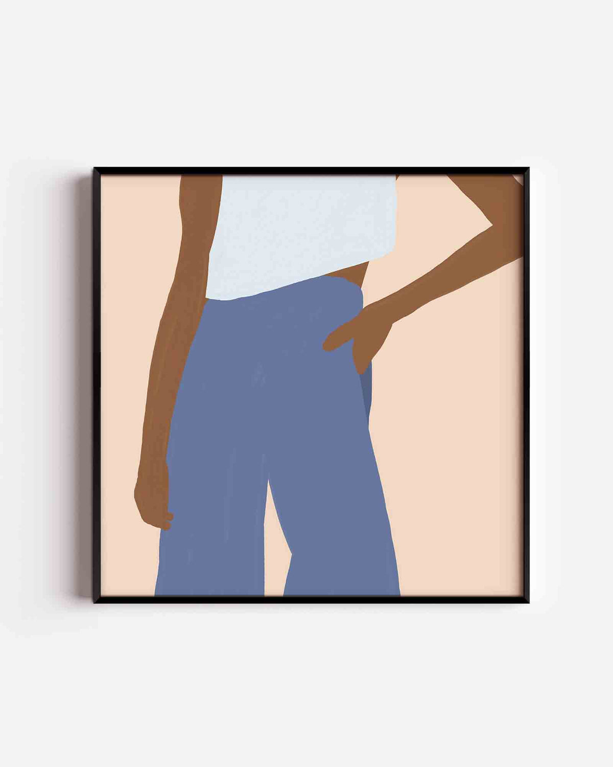 Figuur met blauwe broek – kleurrijke illustratie poster als wanddecoratie