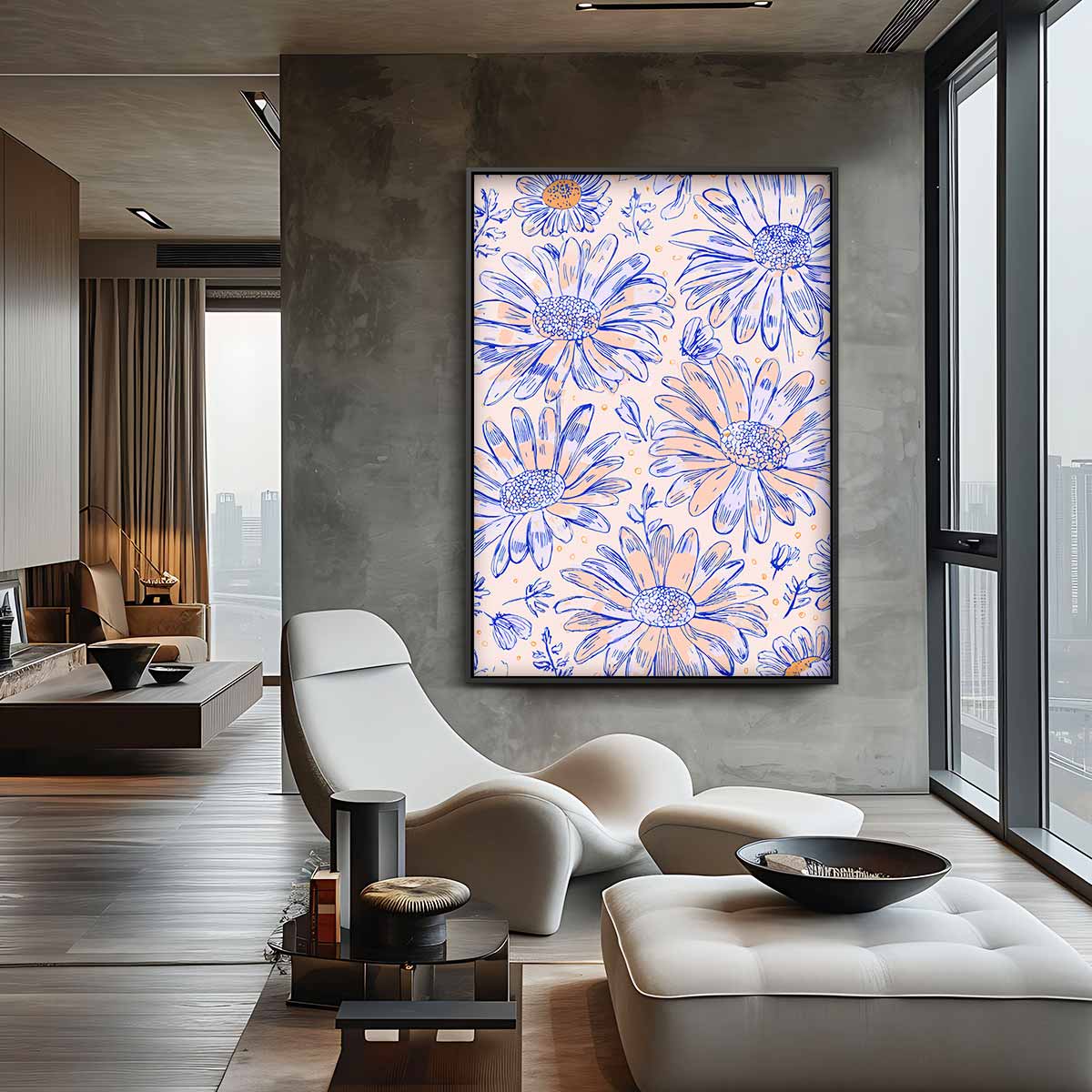 Bloemenpracht Illustratie – canvas kunstwerk als wanddecoratie
