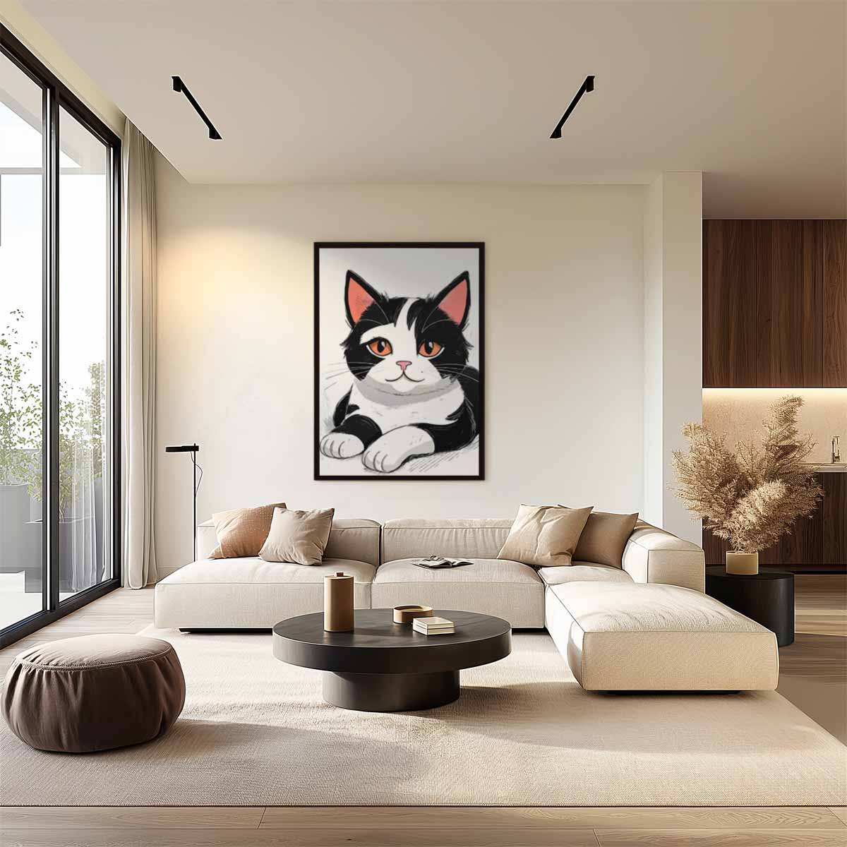 Schattige Kat Illustratie – staand kunstwerk voor modern interieur