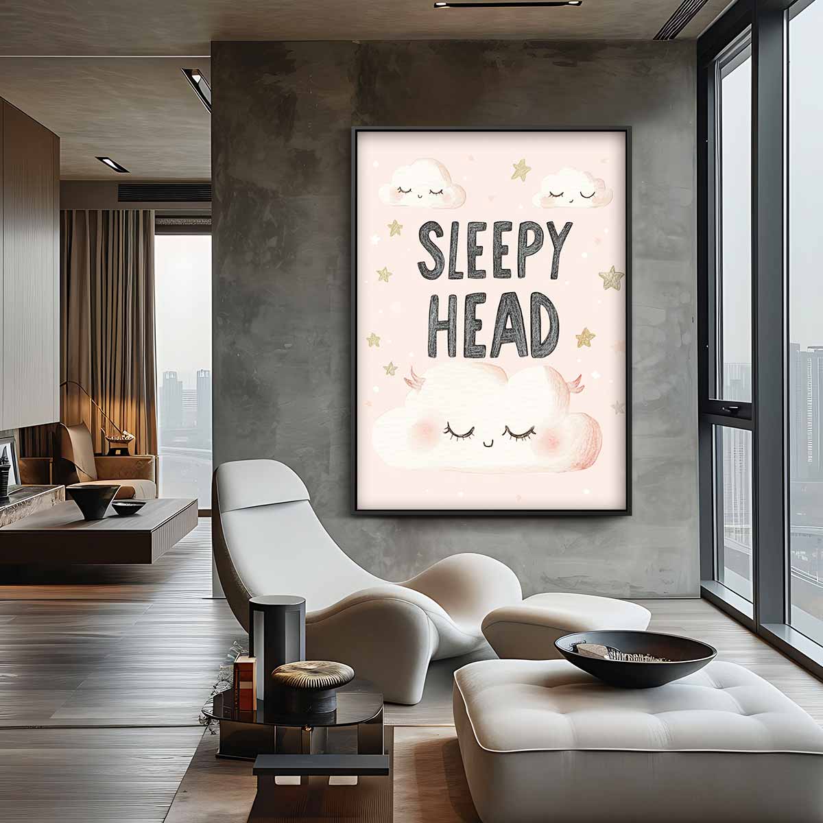 Slaperige Wolkjes Poster – canvas wanddecoratie in portret formaat