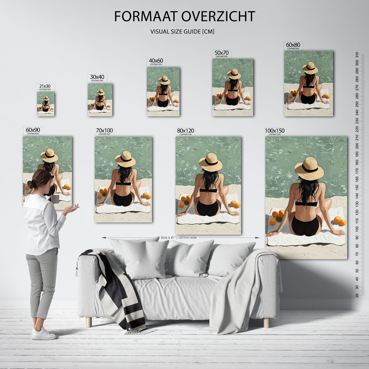 Vrouw aan zee – staande muurposter voor een modern interieur