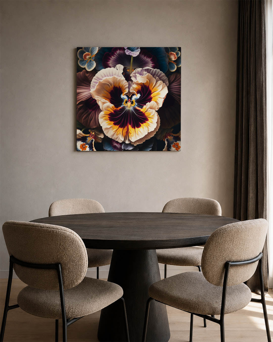 Bloemrijke harmonie kunstwerk – derde productweergave – dit kunstwerk toont een weelderige compositie van bloemen met