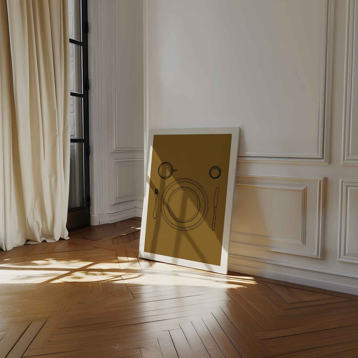 Eenvoudige Eettafelsetting – staand kunstwerk voor modern interieur