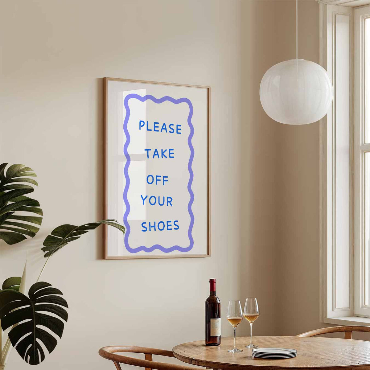 Welkomstposter "Please Take Off Your Shoes – tekstposter in staand formaat
