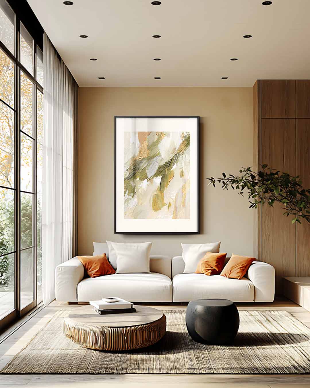 Aarde en Goud Harmonie – staand kunstwerk voor modern interieur