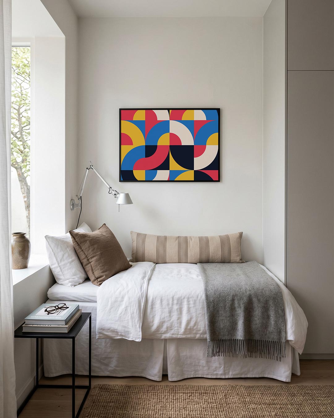 Vormritme en kleur – moderne Bauhaus wandkunst als poster