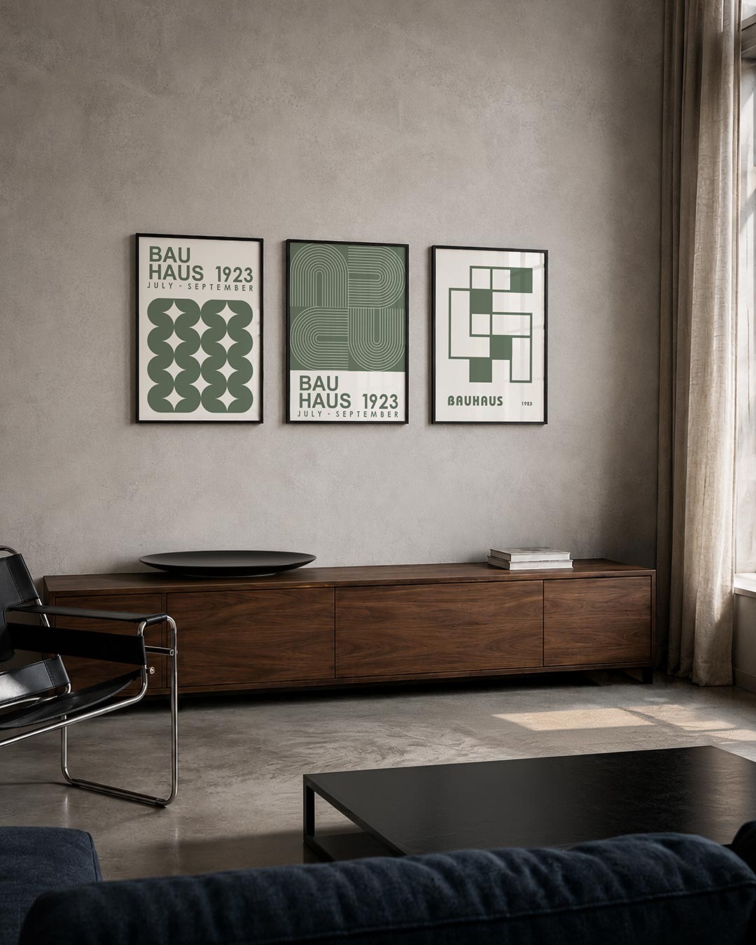 Vorm en ritme driedelige posterset – deze posterset in drie delen toont een harmonie van ronde vormen en strakke lijnen. De