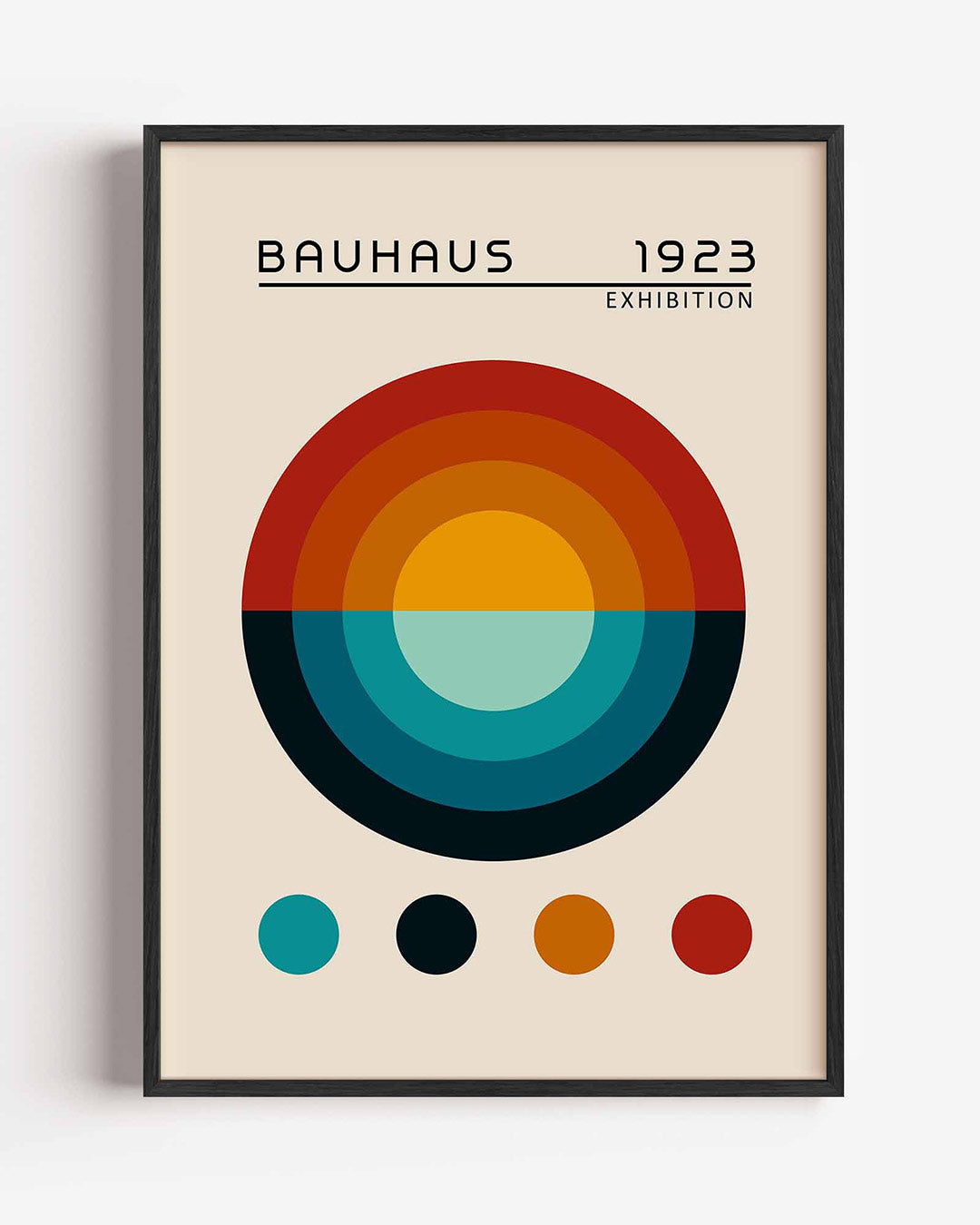 Cirkelvormen en kleur – staande Bauhaus poster als wanddecoratie