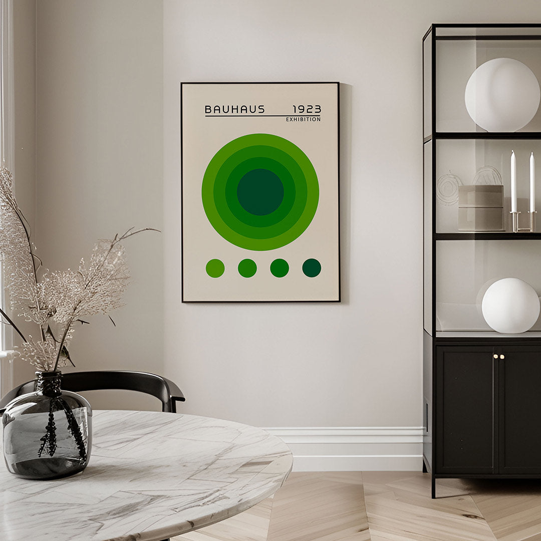 Cirkelvormen en lijnen – geometrische Bauhaus poster in staand formaat