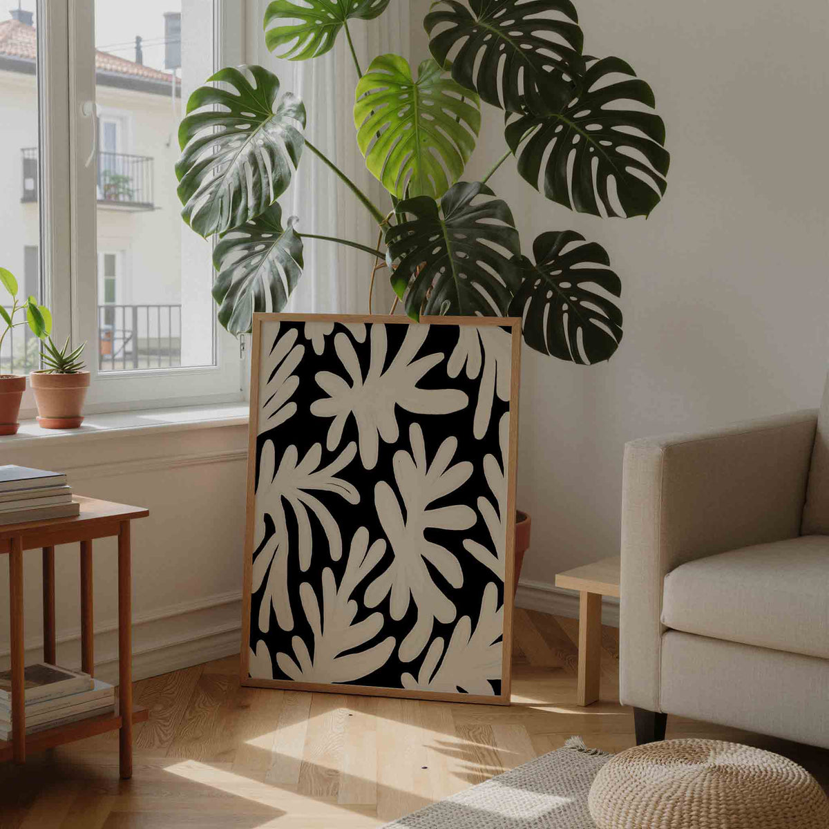 Abstracte bladeren – moderne illustratie als portret poster