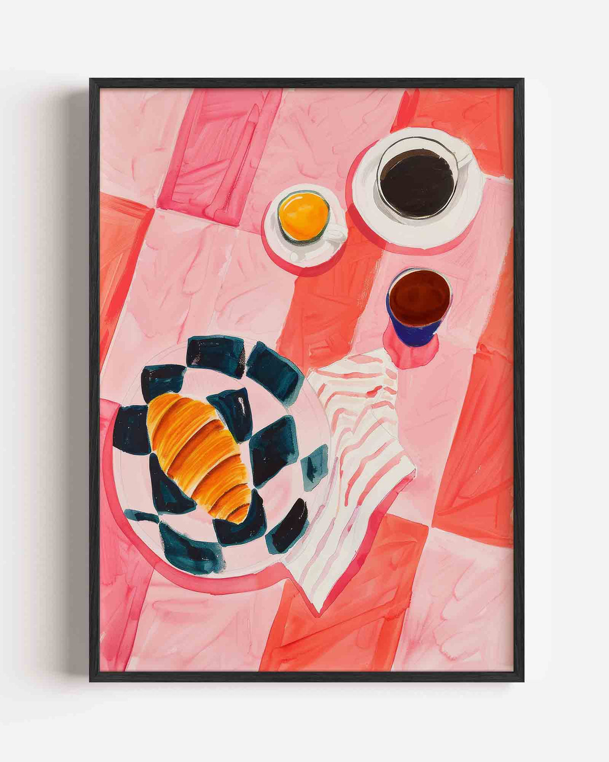 Ontbijt met croissant – keuken portret poster als wanddecoratie