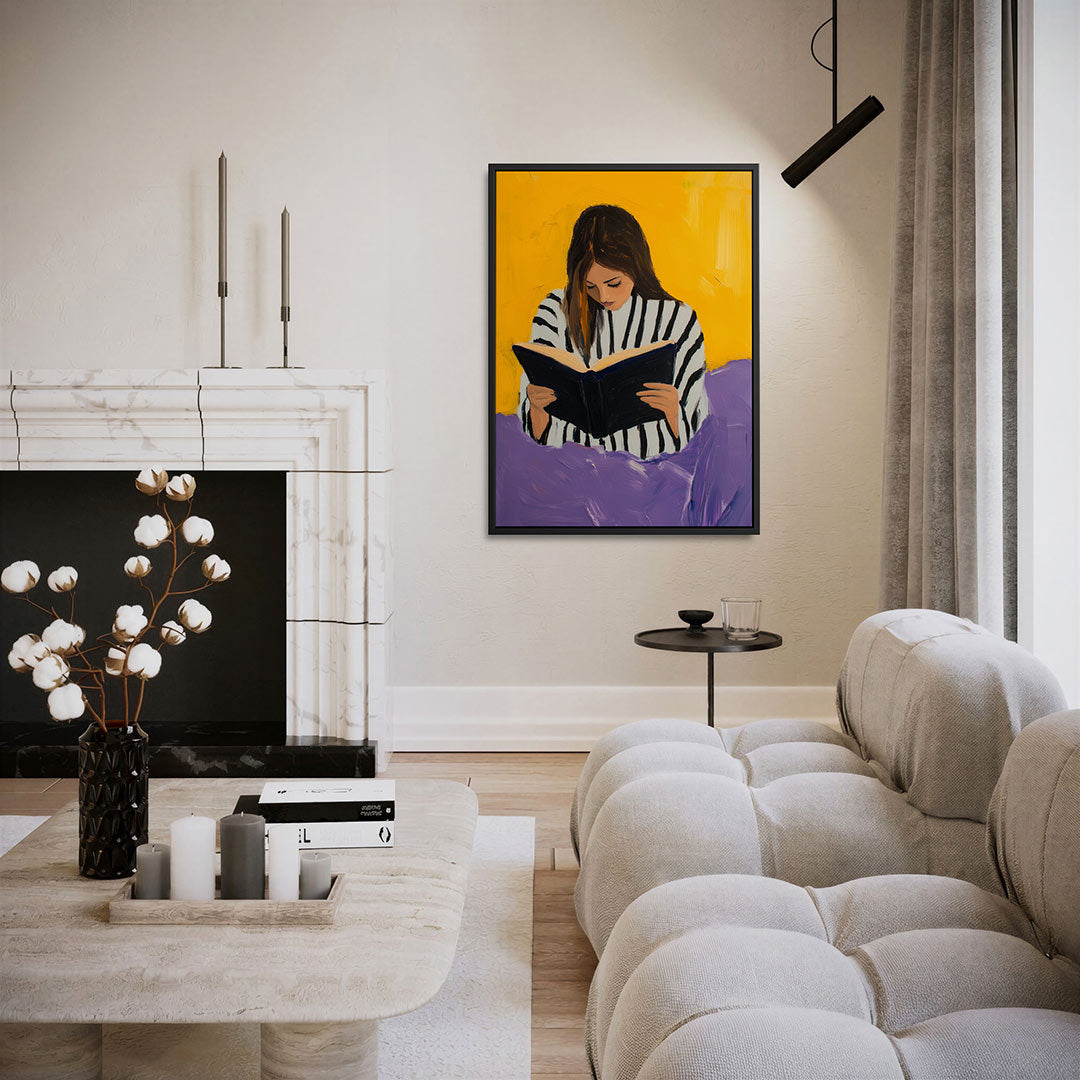 Lezende vrouw – moderne staande wandkunst