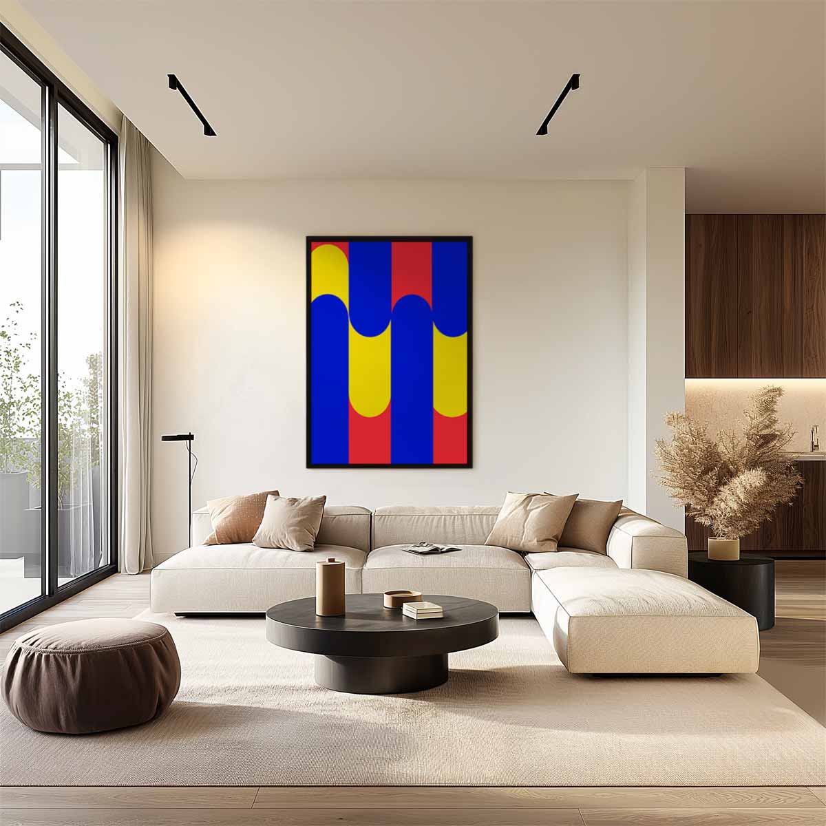 Kleurrijke Golven van Geometrie – staand kunstwerk voor modern interieur