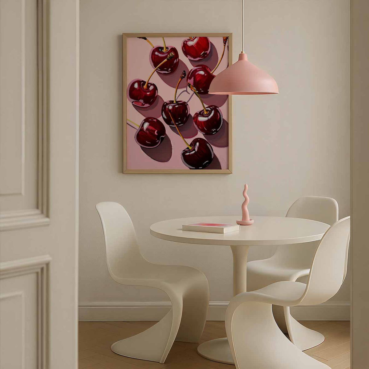 Kersen op Zomerse Tafel – zomerse poster in staand formaat