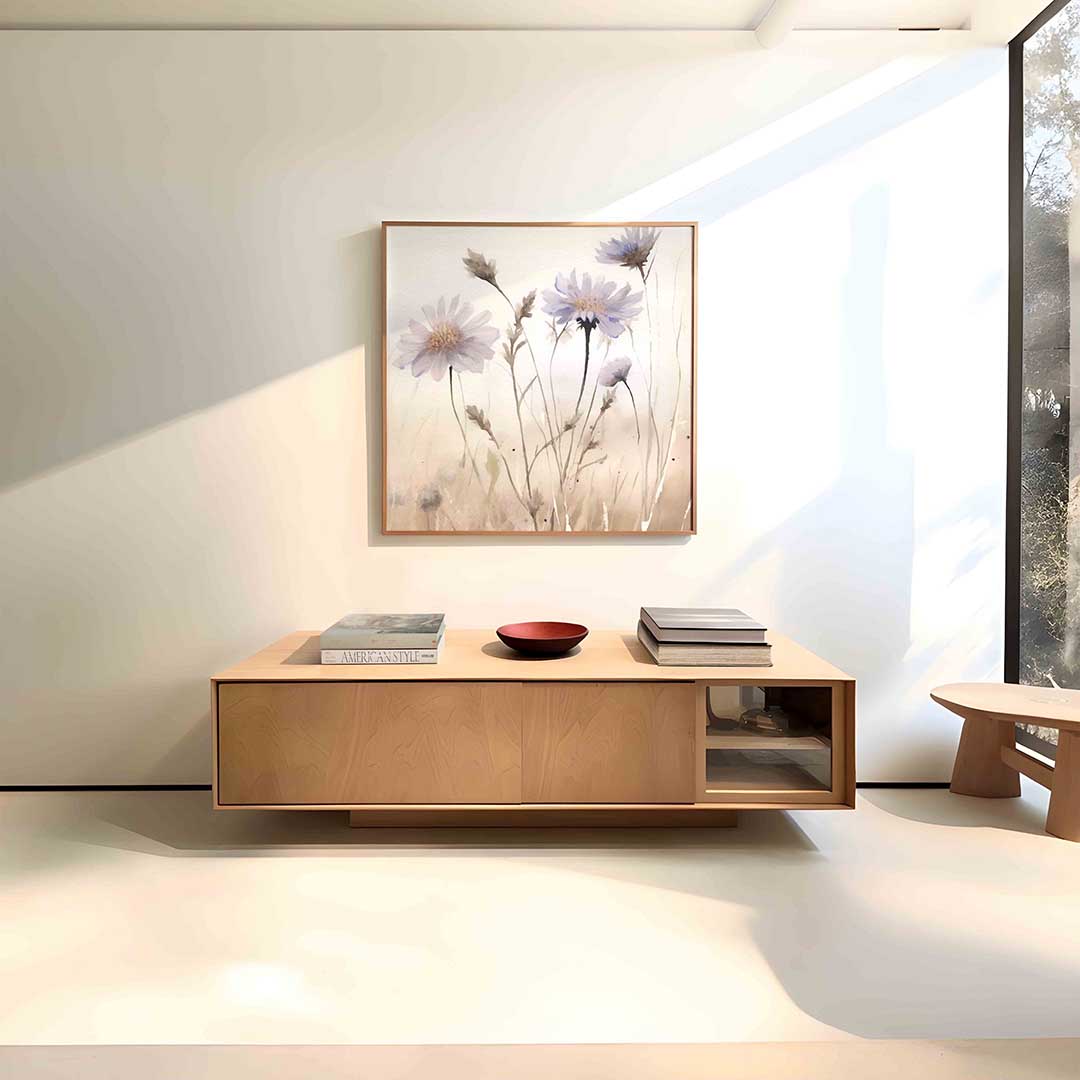 Wilde bloemen – vierkante bloemen wanddecoratie van WallArtistic