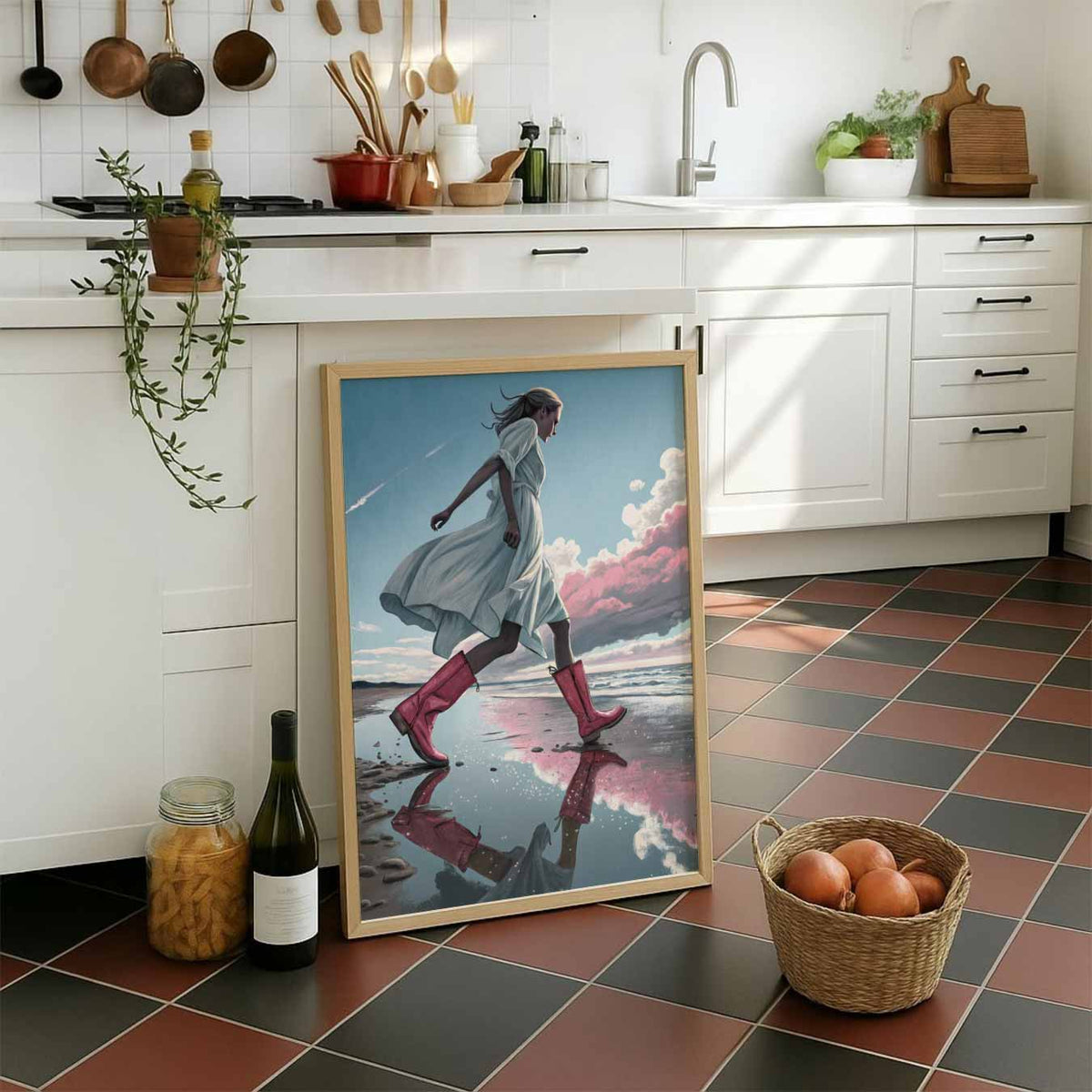 Dromerige Strandwandeling – staande muurposter met zomerse uitstraling