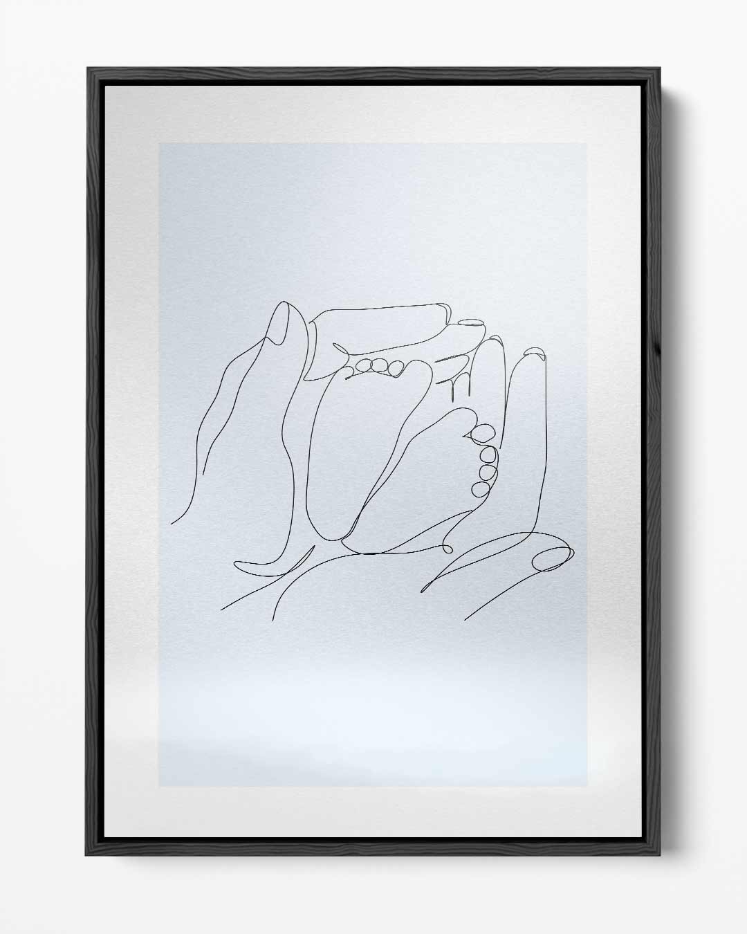 Minimalistische Schets van Handen en Voetjes – portret kunstwerk als wanddecoratie
