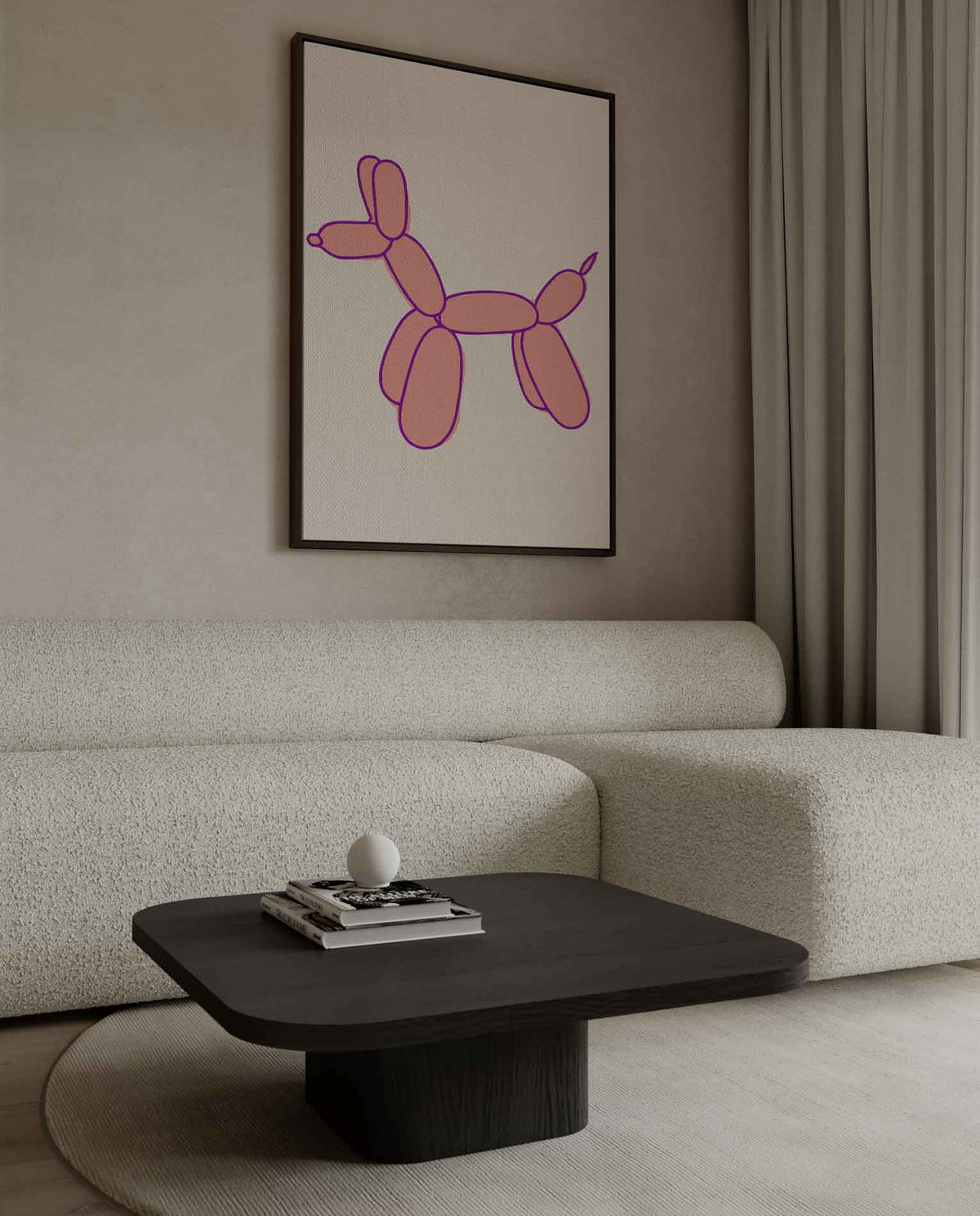 Speelse Ballonhond Illustratie – canvas wanddecoratie in portret formaat