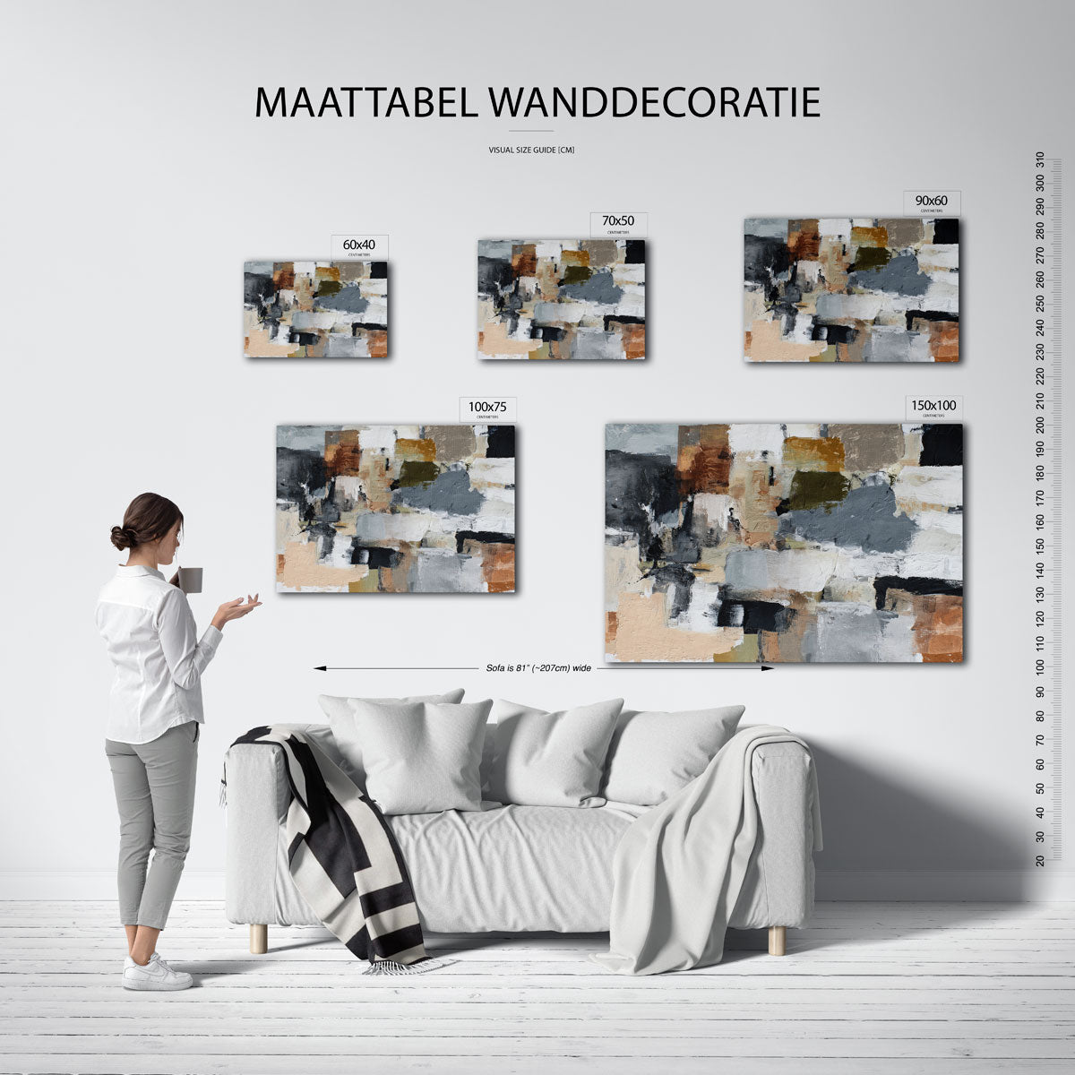 Dynamische kleurencompositie – Dynamisch – moderne liggende wandkunst
