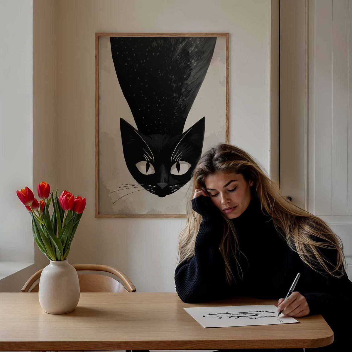 Stijlvolle Kattenposter – staande dieren wanddecoratie van WallArtistic