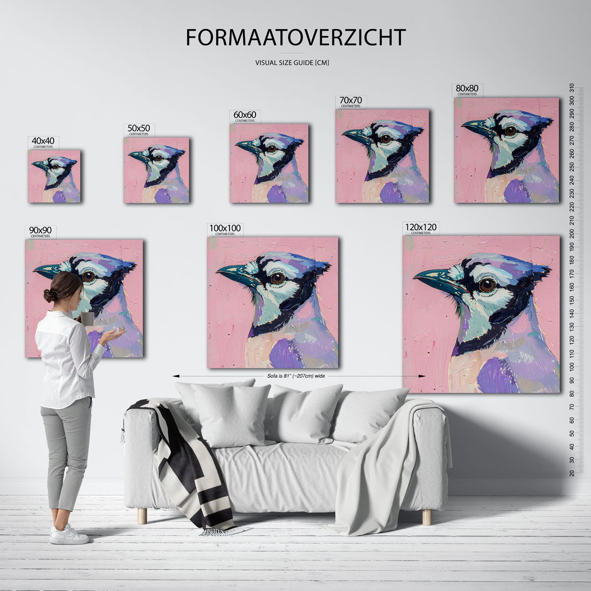 Vogel met roze achtergrond – tropische wandkunst als vierkante poster