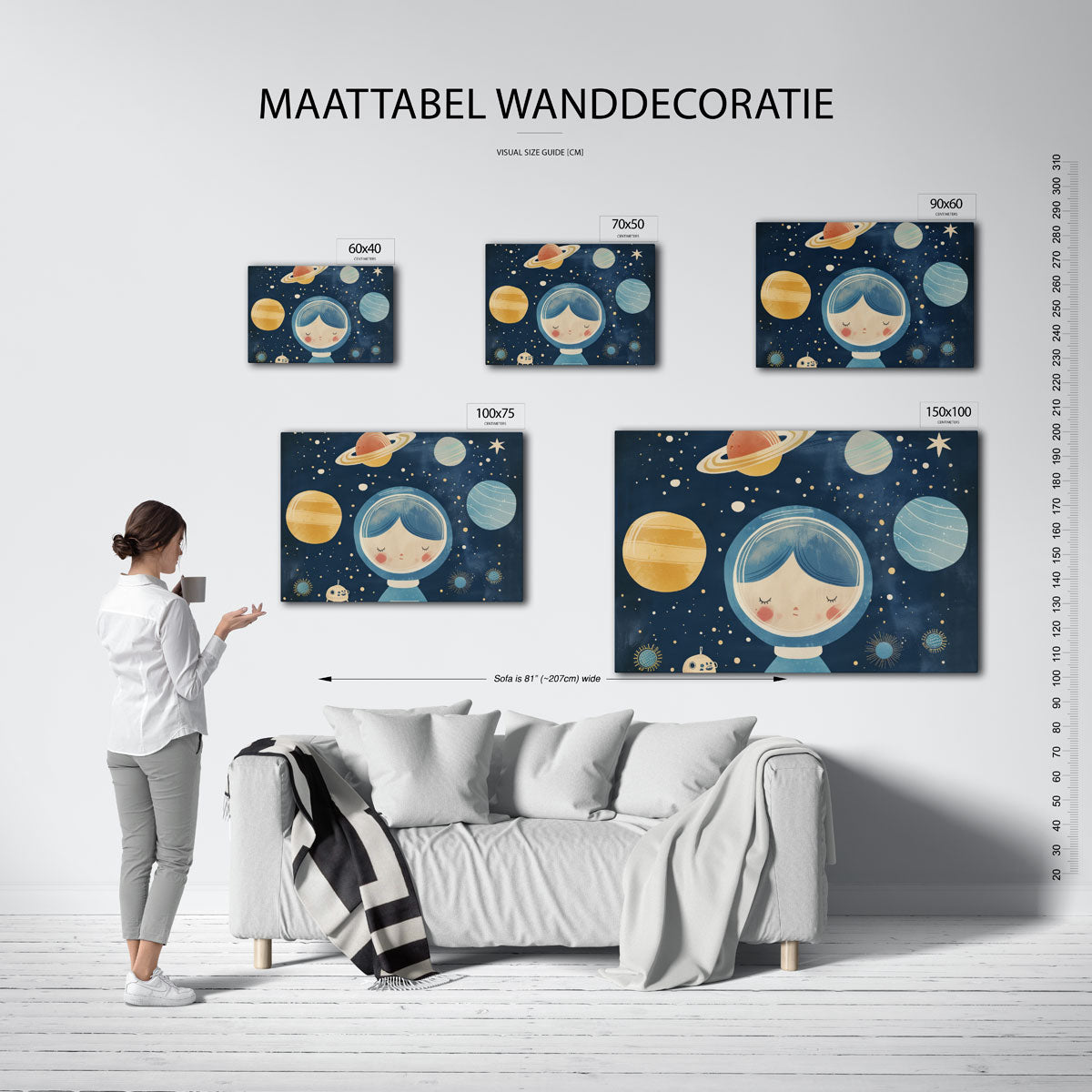 Dromerige ruimte illustratie – Dromerige – moderne liggende wanddecoratie