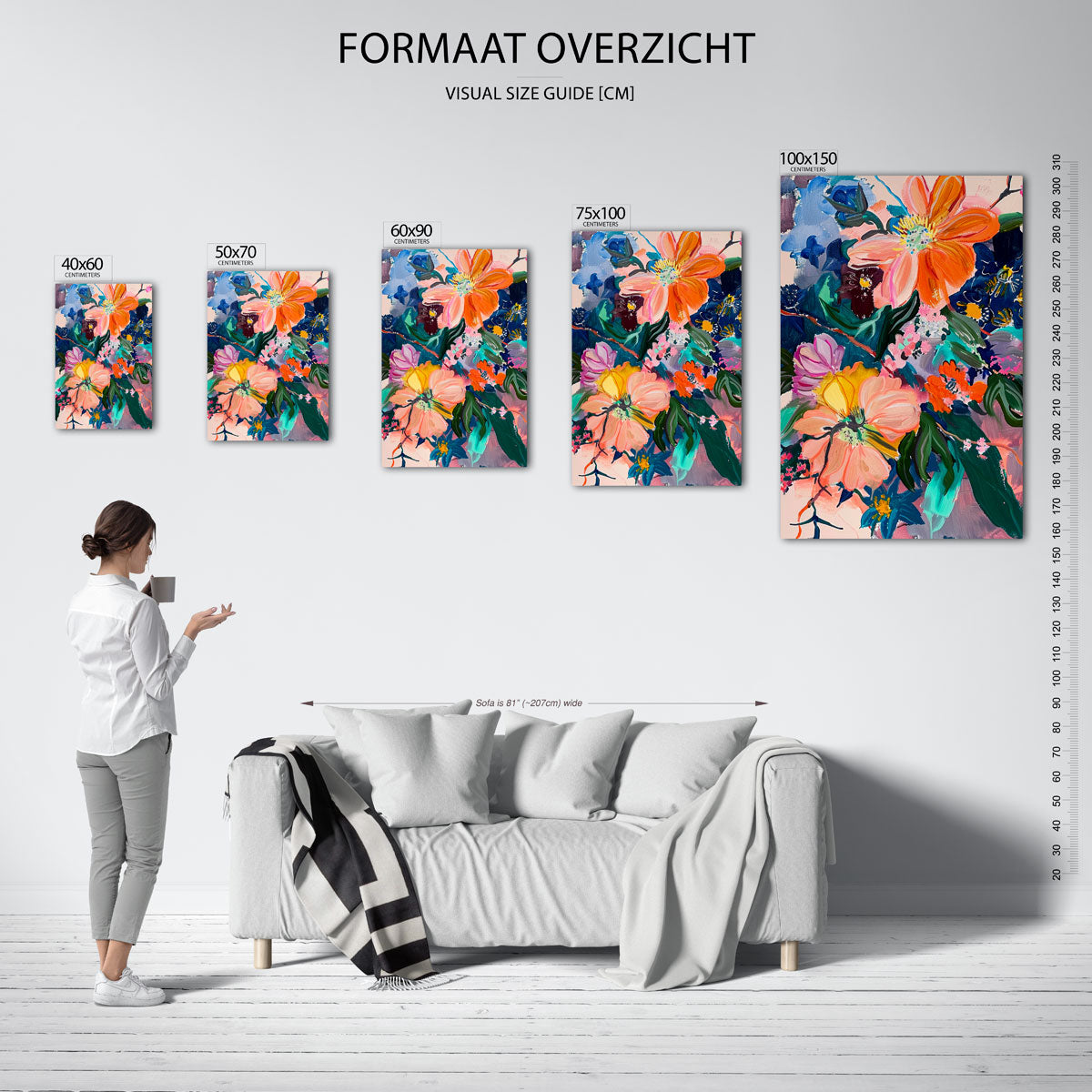 Bloemrijke kleurexplosie – staande wanddecoratie van WallArtistic