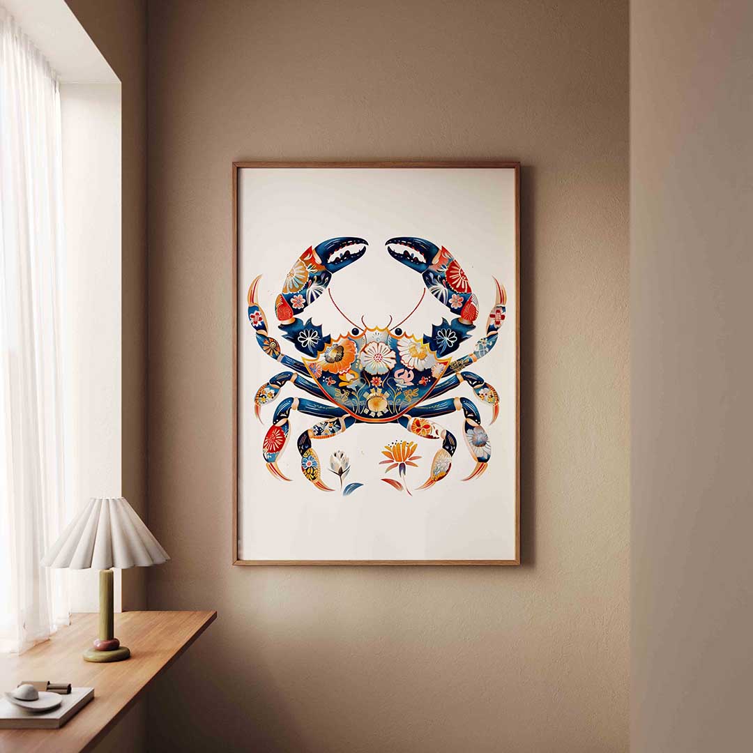 Bloemenkrab – staande dieren wanddecoratie van WallArtistic