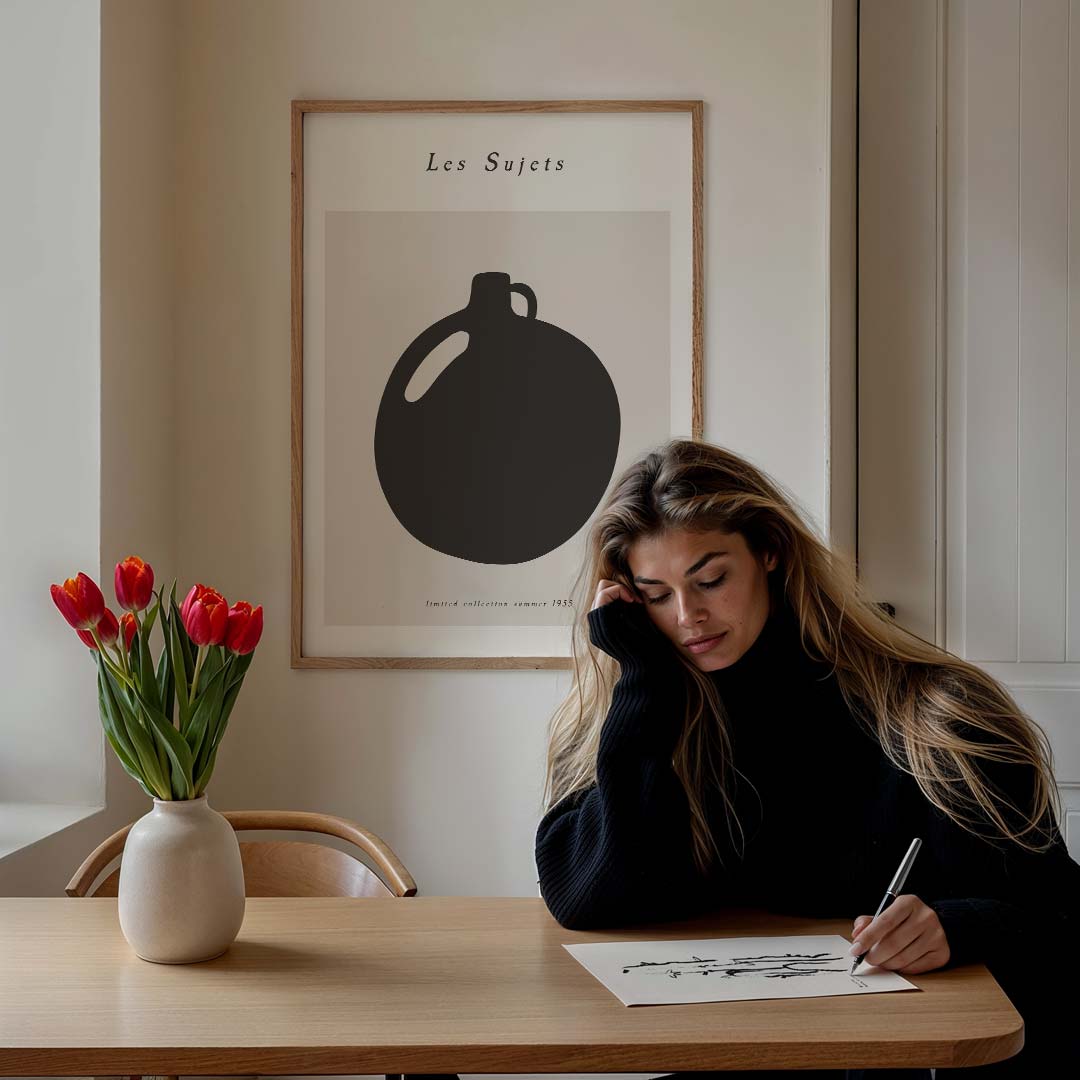 Stijlvolle Retro Kan – staande muurposter voor een modern interieur