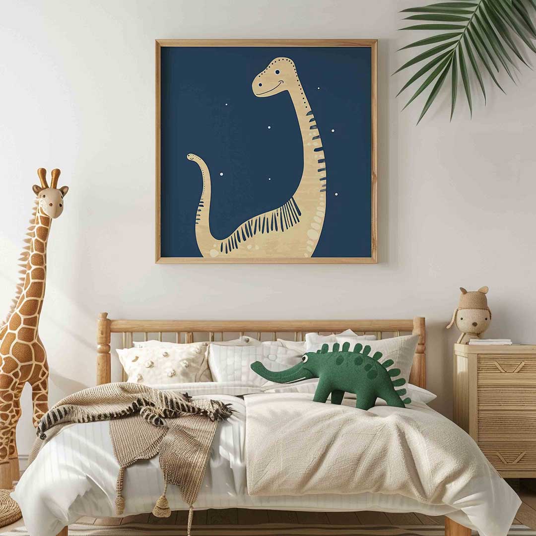 Dinosaurus glimlach – vierkante kinderkamer wanddecoratie van WallArtistic