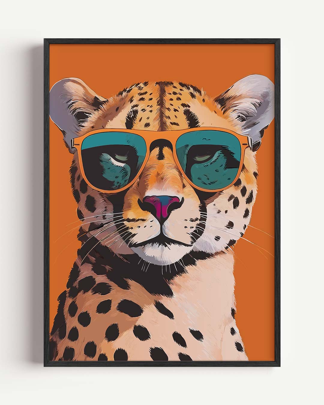 Hippe Cheetah Met Zonnebril – dieren portret poster als wanddecoratie