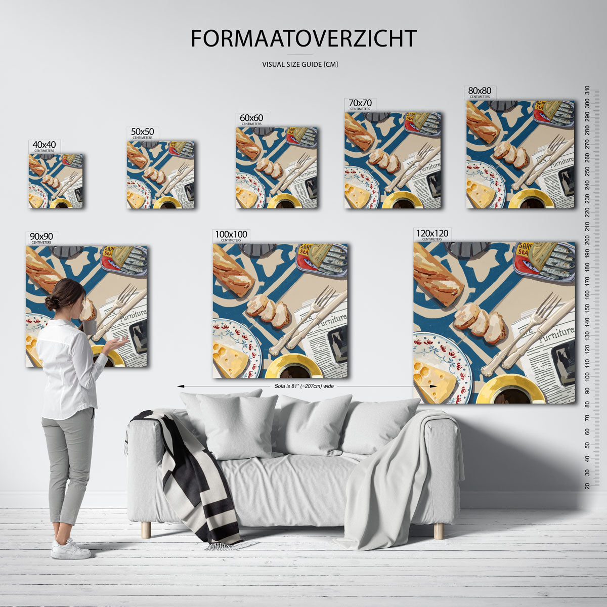 Ontbijt tafel – vierkante muurposter voor keuken of eethoek