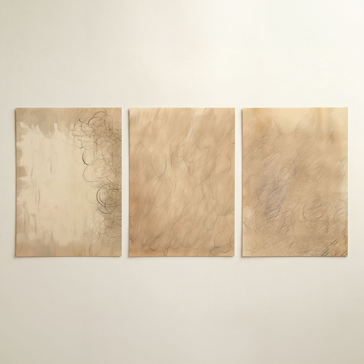 Lijnen en vormen – driedelige posterset in interieur