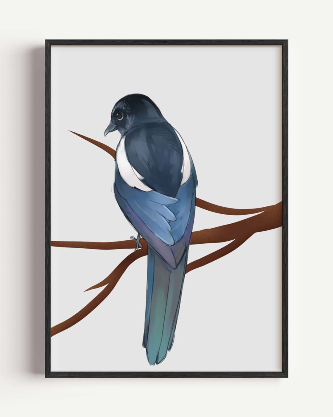 Elegante Prachtvogel op Tak – zomer portret poster als wanddecoratie