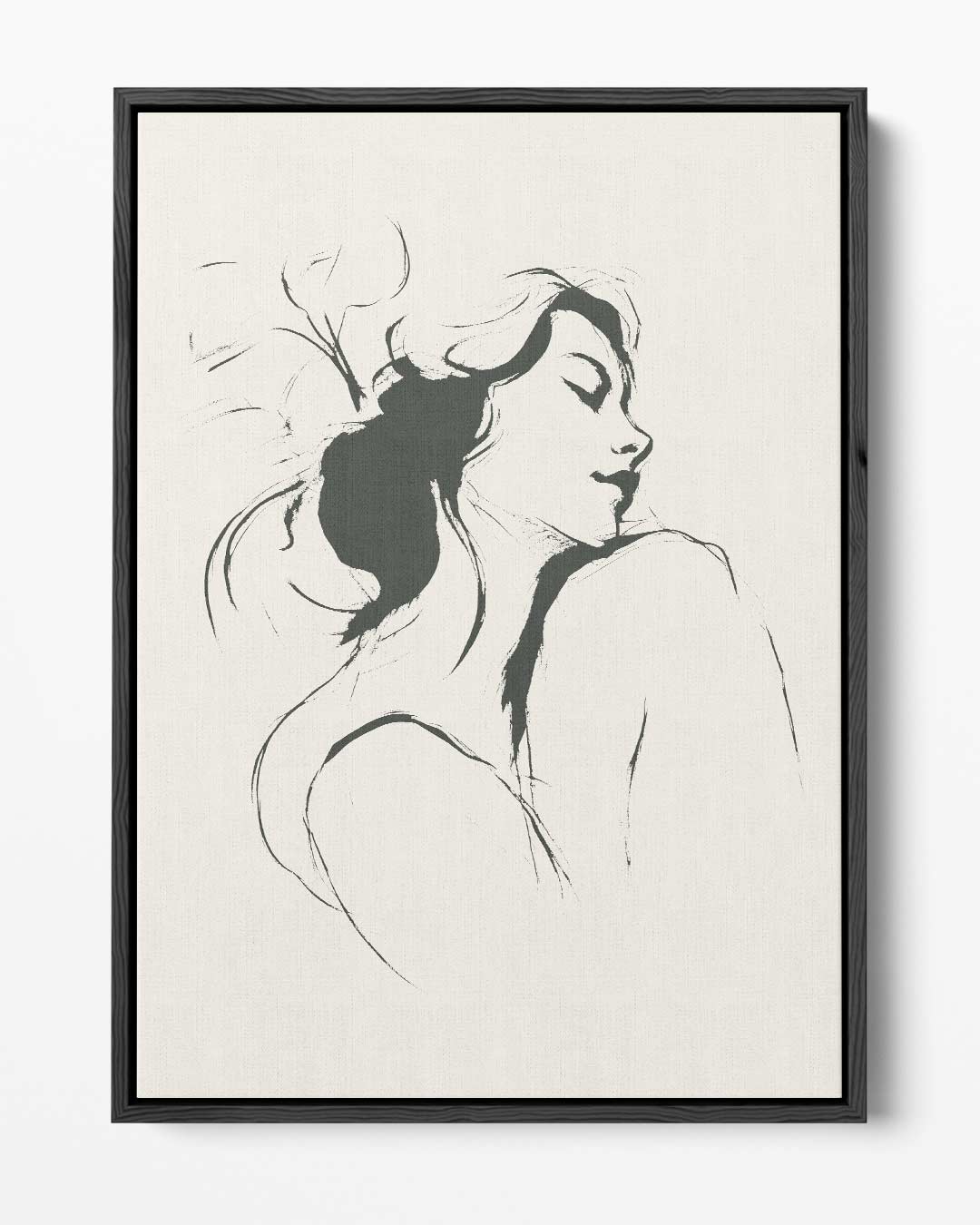 Dromerige Lijntekening Vrouw – portret kunstwerk als wanddecoratie