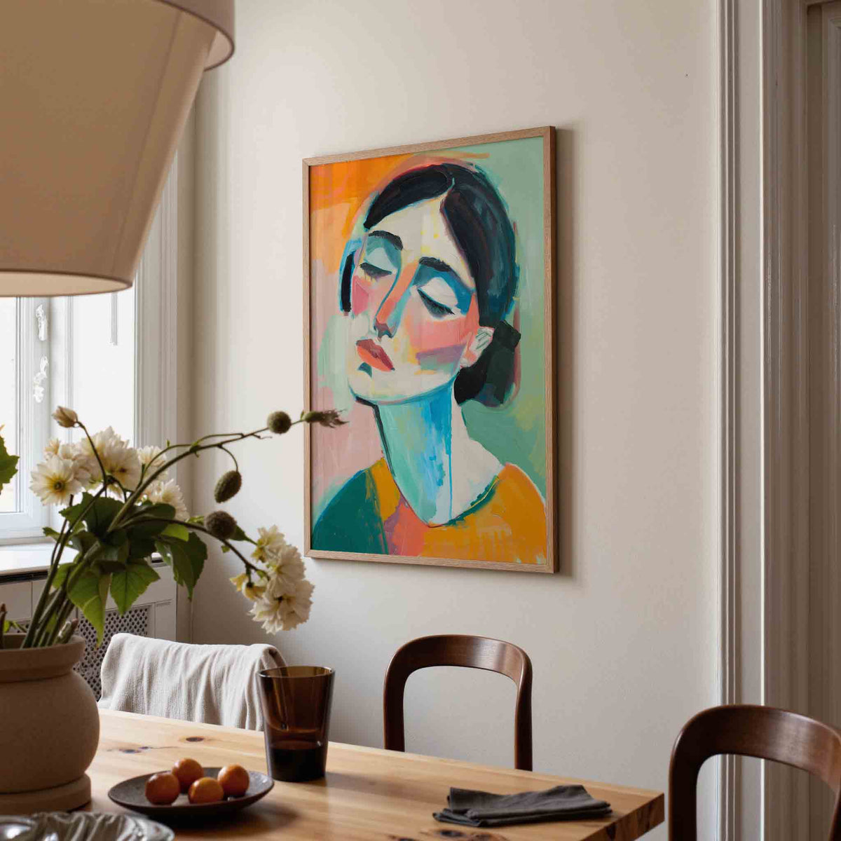 Vrouwelijk portret – eigentijdse illustratie poster in staand formaat