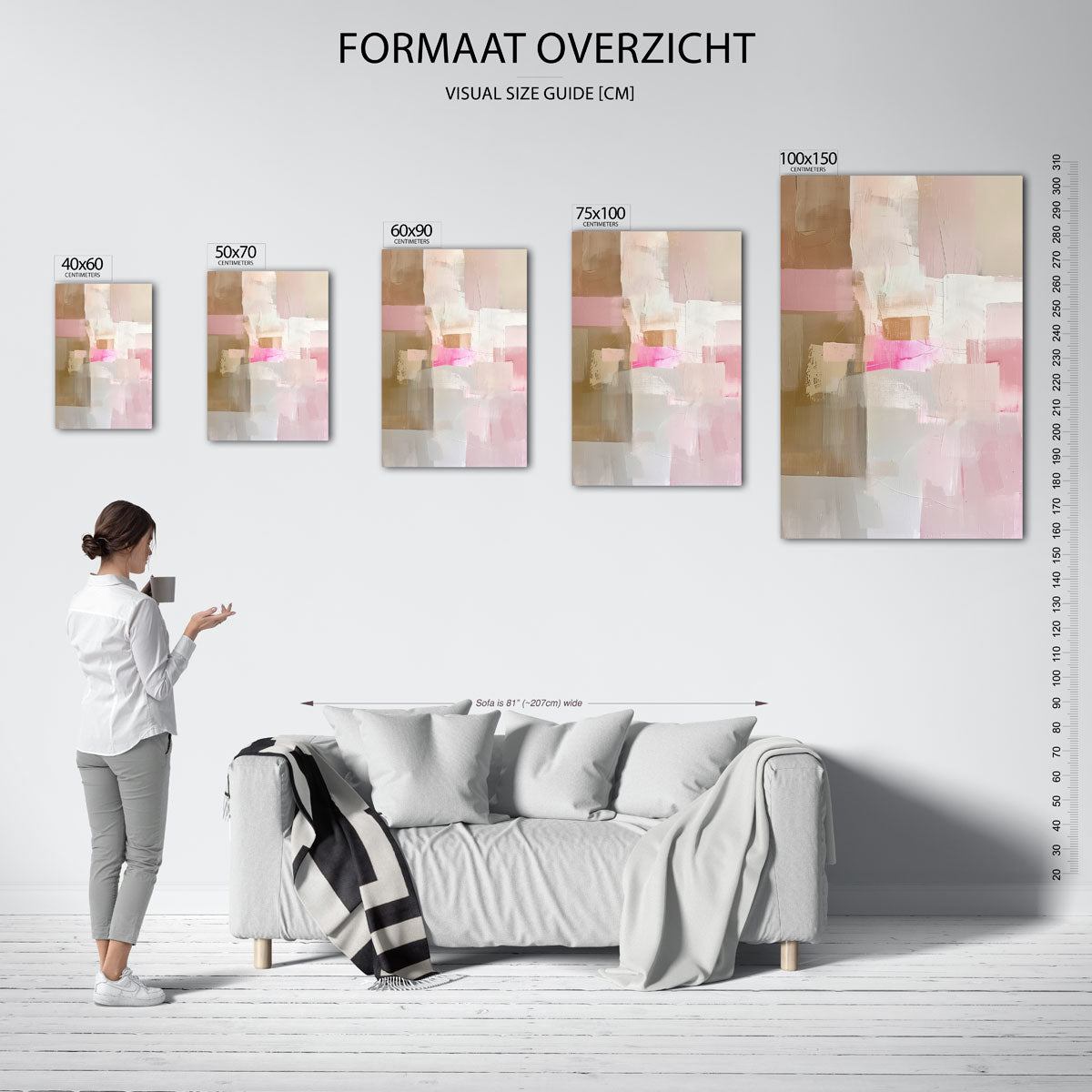 Zachte kleuren harmonie – staand wanddecoratie kunstwerk