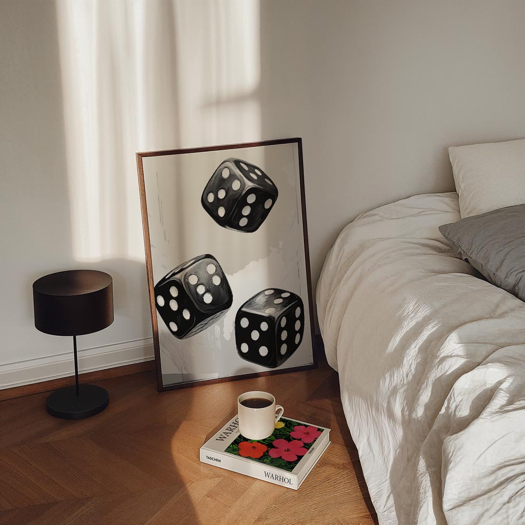 Stijlvolle Dobbelsteen – staande Popart wanddecoratie van WallArtistic