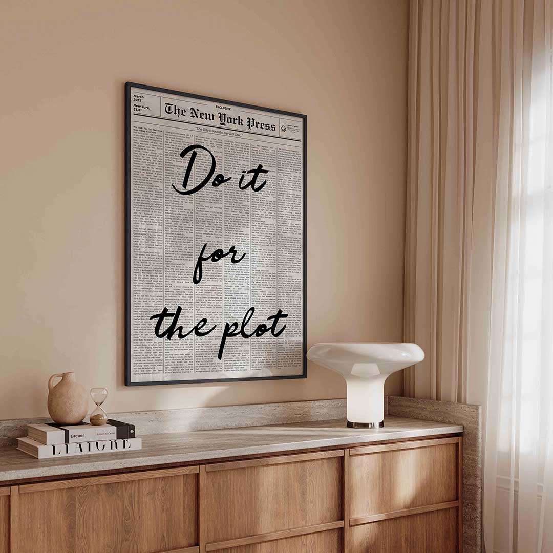 Do it for the plot – kleurrijke Pop Art poster in staand formaat